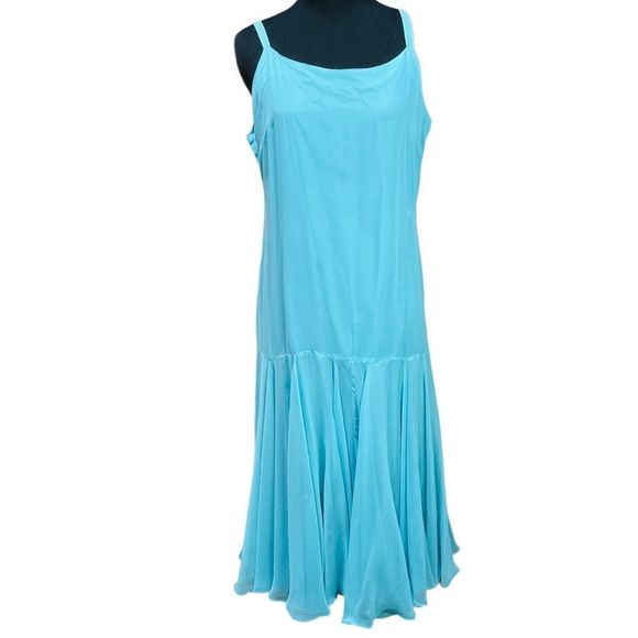 Vintage 70’s Light Blue 100% Silk Formal Dress 2 Piece Slip & Long Beade… - Picture 10 of 15
